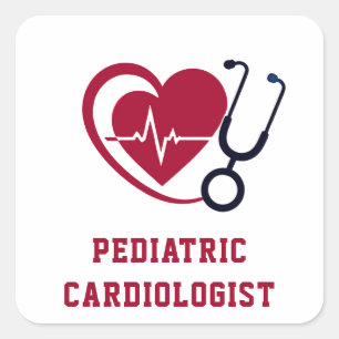 Sticker Carré Cardiologue pédiatre Petits cœurs Gros soins