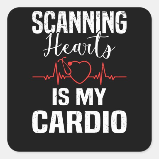 Sticker Carré Cardiology Heart Surgery Heartbeat (Devant)