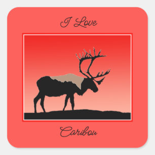 Sticker Carré Caribou au coucher du soleil - Art original de la