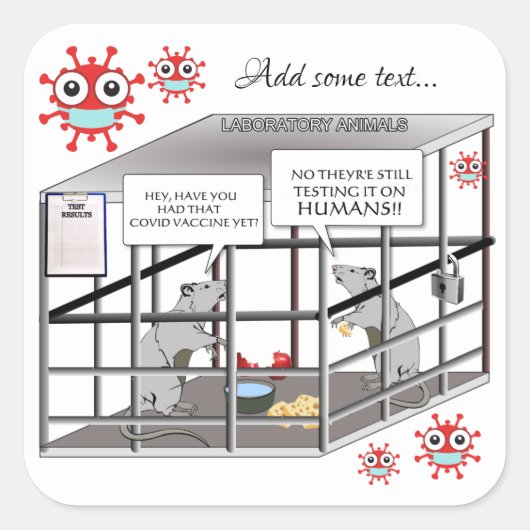 Sticker Carré Caricature Covid-19 (Devant)