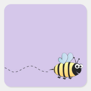 Sticker Carré Caricature d'abeille mignon