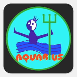 Sticker Carré Caricature d'Aquarius sur le porteur d'eau Horosco
