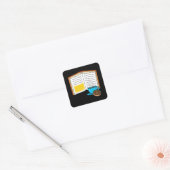 Sticker Carré Caricature de café et de beignets (Enveloppe)