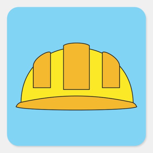 Sticker Carré Caricature de Casquette dur jaune (Devant)