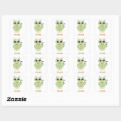 Sticker Carré Caricature de chat kitty vert mignon (Feuille)