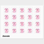 Sticker Carré Caricature de chien coquelicot rose (Feuille)