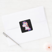 Sticker Carré Caricature de la licorne mignonne (Enveloppe)