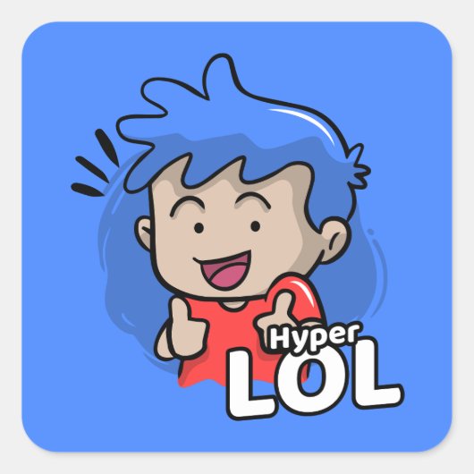 Sticker Carré Caricature de mème Hyper Lol (Devant)