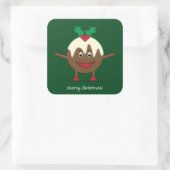 Sticker Carré Caricature de pudding de Noël (Sac)
