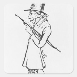 Sticker Carré Caricature de Soren Aabye Kierkegaard