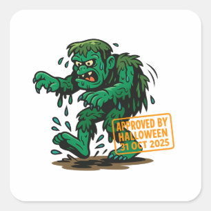 Sticker Carré Caricature du monstre des marais - Approuvée pour