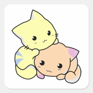 Sticker Carré caricature kitties chats basanés chats mignons
