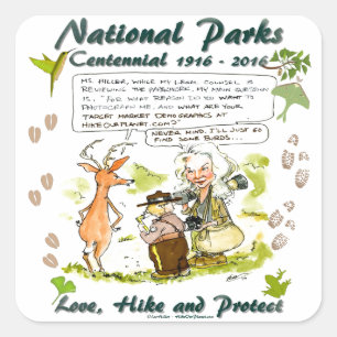 Sticker Carré Caricature photographique du centenaire du parc na