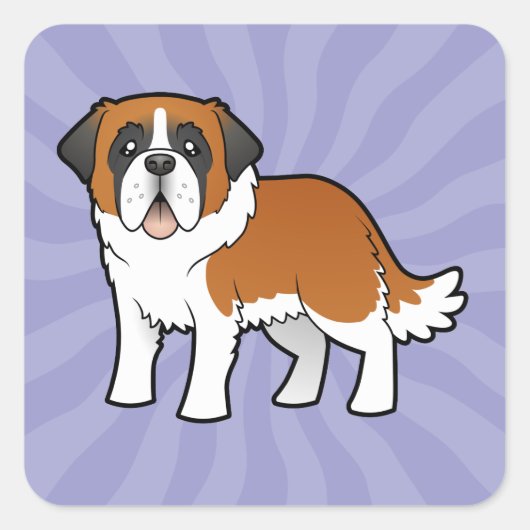 Sticker Carré Caricature Saint Bernard (Devant)