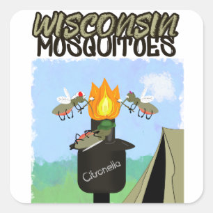 Sticker Carré Caricature sur les moustiques au Wisconsin - Campi