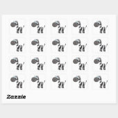 Sticker Carré Caricature Zebra (Feuille)