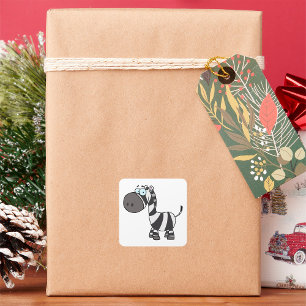 Sticker Carré Caricature Zebra