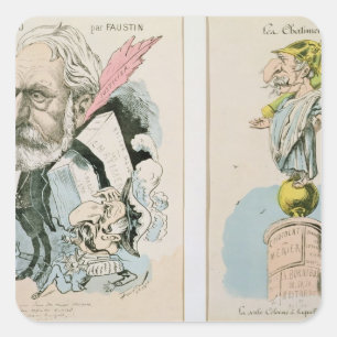 Sticker Carré Caricatures de Victor Hugo et Napoléon III