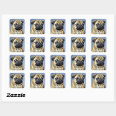 Sticker Carré Carlin mignon (Feuille)