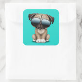 Sticker Carré Carlin mignon Chien Chien Portant des lunettes de  (Sac)