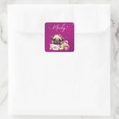 Sticker Carré Carlin Valentine's Day Carlin personnalisé Puppy L (Sac)