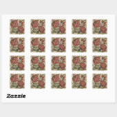 Sticker Carré Carnation Carrelage Fleur Antique Art Rustique (Feuille)