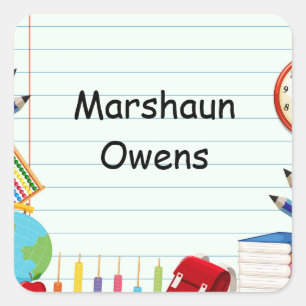 Sticker Carré Carnet Papier Thème d'approvisionnement scolaire