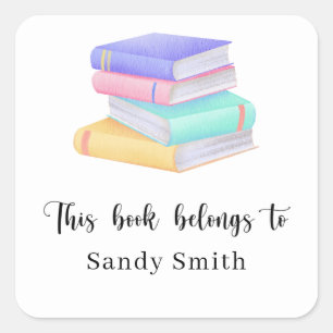 Sticker Carré Carnets d'aquarelle - Ce livre appartient à