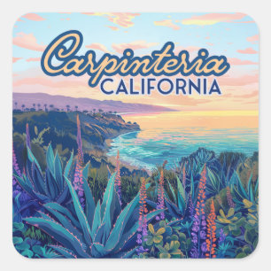 Sticker Carré Carpinteria Californie Père Noël Barbara Ventura B