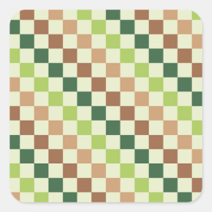 Sticker Carré Carré à motif damier noir et vert acide