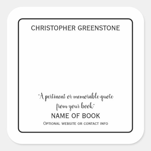 Sticker Carré Carré Author Signature Plaque noire (Devant)