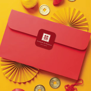 Sticker Carré Carré classique double bonheur Mariage chinois