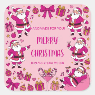 Sticker Carré Carré de fête de Noël Friendsmas avec le Père Noël