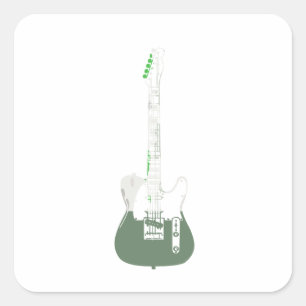 Sticker Carré Carré de guitare électrique et acoustique Rock and