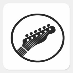 Sticker Carré Carré de guitare électrique et acoustique Rock and