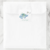 Sticker Carré Carré d'enveloppe de pieuvre d'aquarelle (Sac)