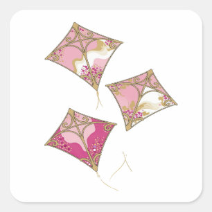 Sticker Carré Carré KITE FLYING Style Vinyl Or