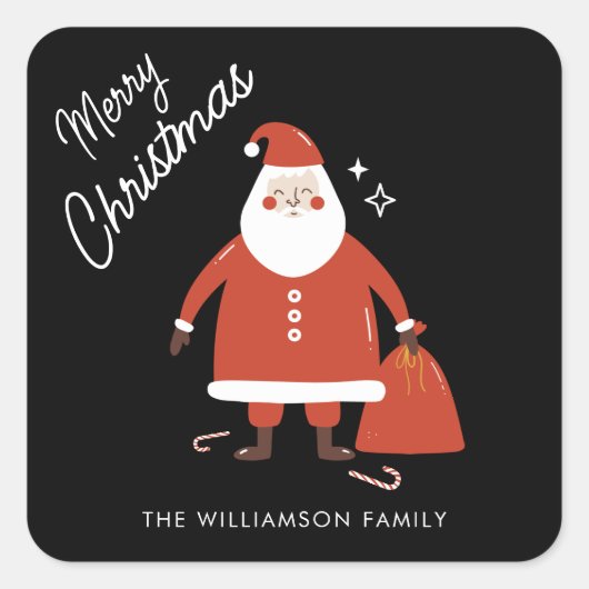 Sticker Carré Carré moderne du Père Noël (Devant)