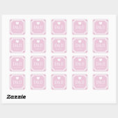 Sticker Carré Carré rose monogrammed petit mariage faveur (Feuille)