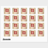 Sticker Carré Carré rouge double bonheur or Mariage chinois (Feuille)