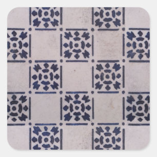 Sticker Carré Carreau hollandais antique Delft bleu blanc