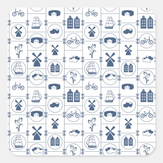 Sticker Carré Carreaux bleus néerlandais (Devant)