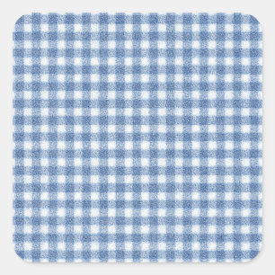 Sticker Carré Carreaux Gingham Bleu et Blanc Classiques