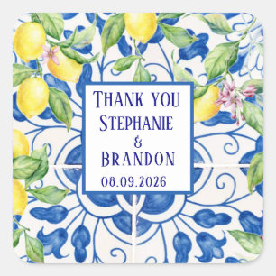 Sticker Carré Carreaux portugais Lemons Mariage méditerranéen