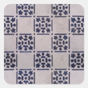 Sticker Carré Carrelage Delft Bleu : Motif d'art néerlandais cla