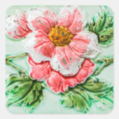 Sticker Carré Carrelage floral vintage (Devant)