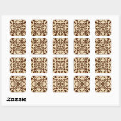 Sticker Carré Carrelage marocain - chocolat et beige (Feuille)