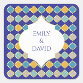 Sticker Carré Carrelage marocain Royal Bleu Jaune Mariage (Devant)