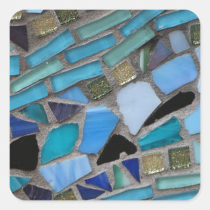Sticker Carré Carrelage mosaïque bleu et vert