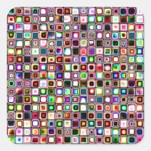 Sticker Carré Carrelage Mosaïque Funky Motif Aux Tons Bijoux (Devant)